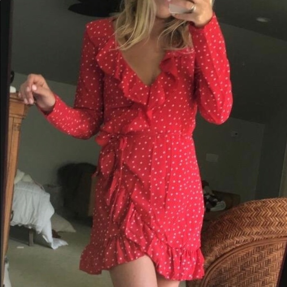 Alexandra Red Star wrap ruffle dress